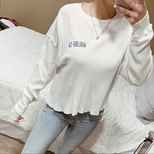 Brandy Melville White ‘Malibu’ Long Sleeve Top